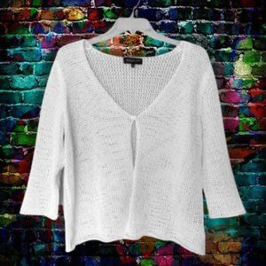 Jones New York White Crochet Cardi Sz 2X
